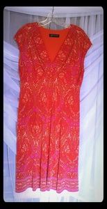 Jones NY Orange, Pink, Red Empire waist Dress